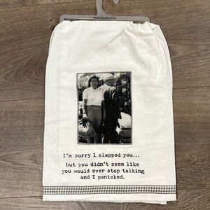 Primitives by Kathy White Kitchen Towel with Black Print